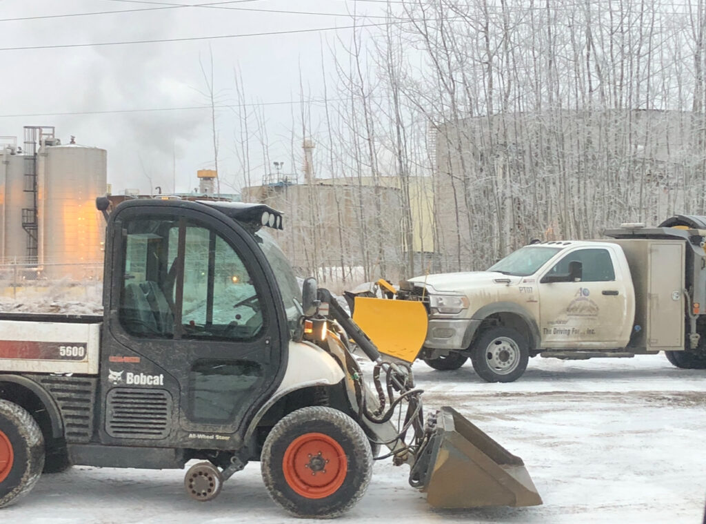 Sand Truck and small snow bucket on Toolcat